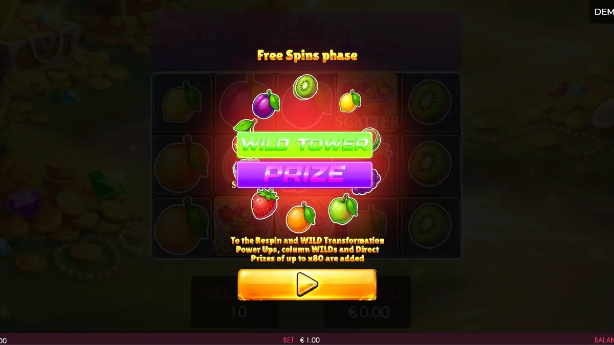 Tampilan visual ceria dan penuh warna dari slot Fruits Madness dengan simbol buah-buahan